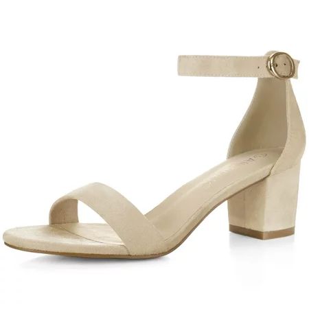 Unique Bargains Women's Ankle Strap Open Toe Mid Block Heel Sandals | Walmart (US)