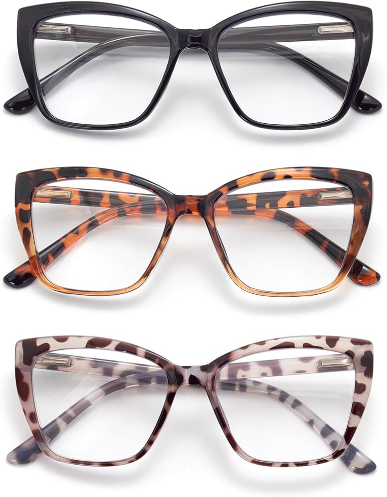 3-Pack Reading Glasses for Women, Oprah Style Frame Spring Hinge Readers Blue Light Blocking Glas... | Amazon (US)