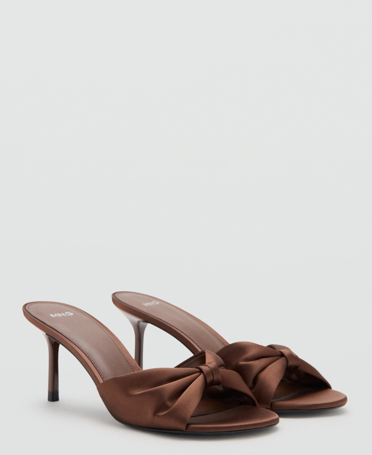 Mango Women's Satin-Finish Bow Sandals - Chocolate | Macy's