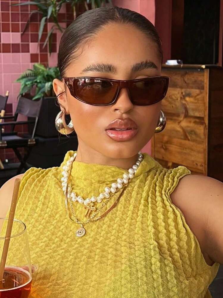 1 PC Women's Acrylic Wrap Shape Y2K Outdoor Cycling Fashion Glasses For Daily Outdoor Sports Use Y2K Fest Music Fest For Summer Beach Vacation, Outdoor, Travel Shades Street Y2k Style Oversized Wrap Frame For Music Festival Preppy Style For Back To School | SHEIN