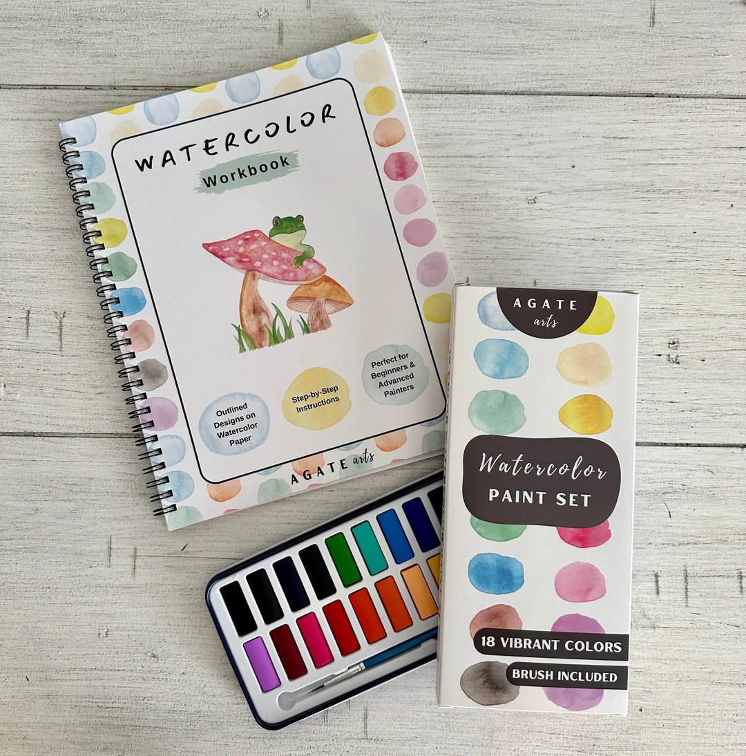 Watercolor Workbook, Adult Coloring Book, How To, Gift for Adults and Kids, Art Workbook, Step by... | Etsy (US)