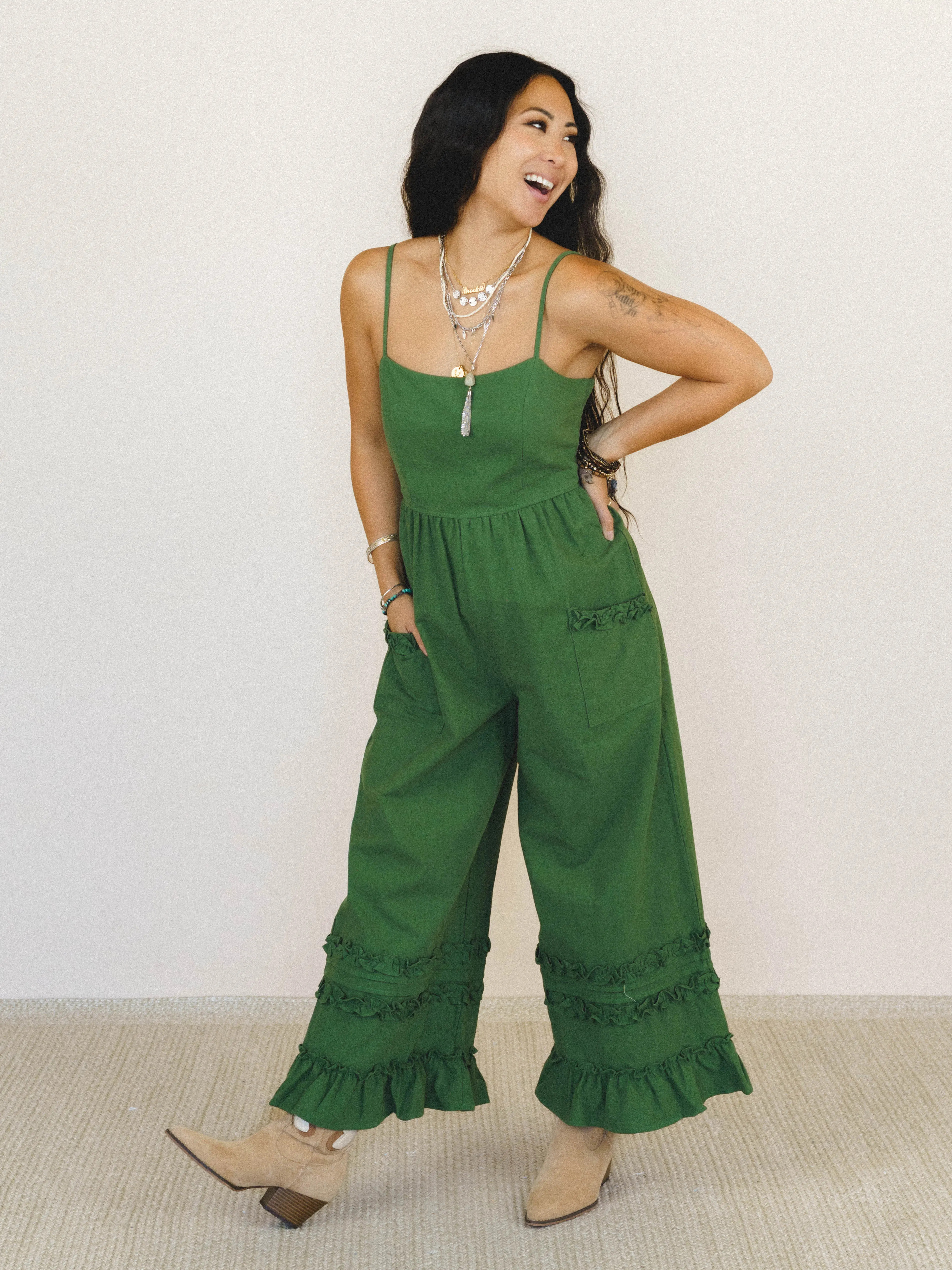 Glory Moment Jumpsuit - Forest \u2013 Mittoshop | Three Bird Nest