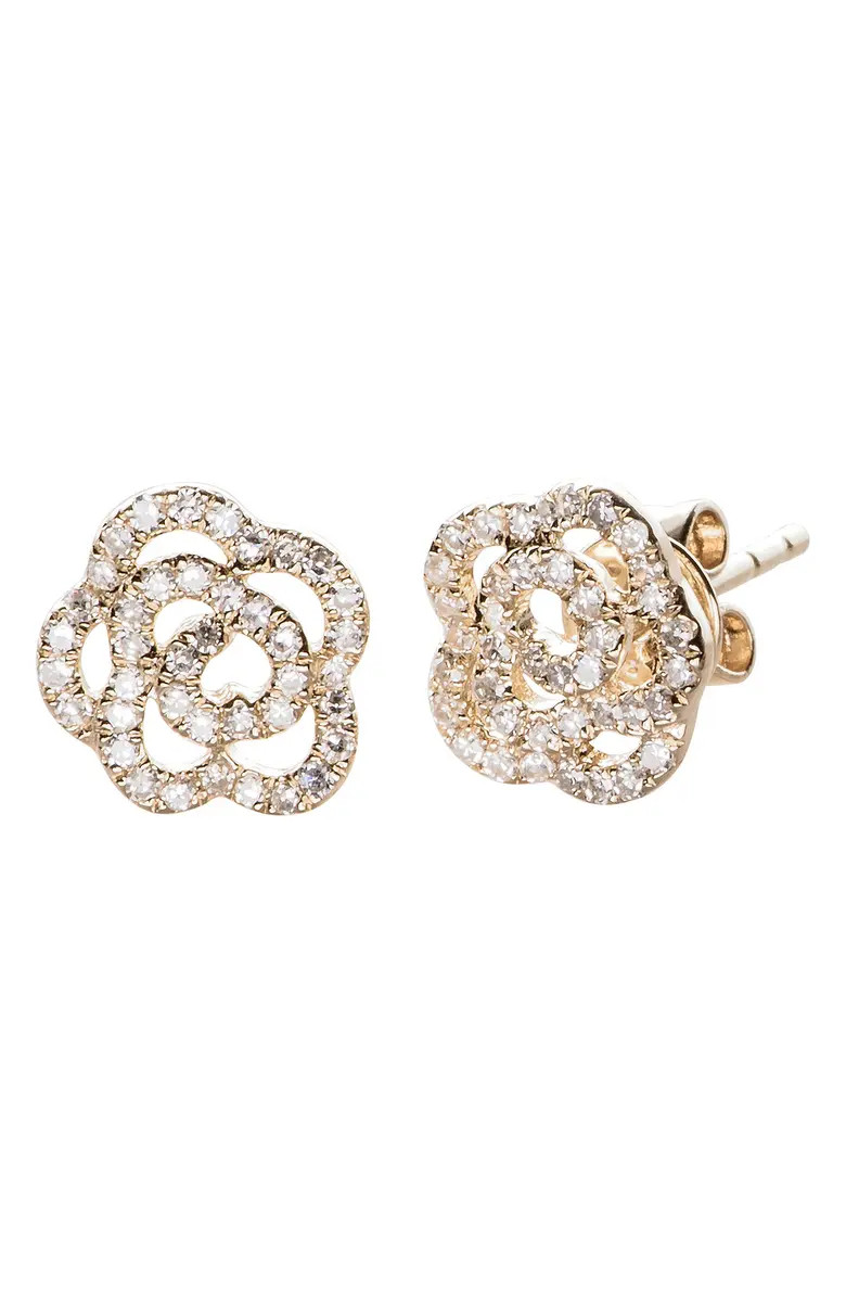 Diamond Rose Stud EarringsEF COLLECTION | Nordstrom