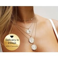 Layered Coin Necklace Saint Christopher Pendant | Etsy (US)