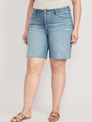 High-Waisted OG Loose Button-Fly Jean Shorts for Women -- 9-inch inseam | Old Navy (US)