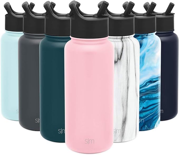 Simple Modern Insulated Water Bottle with Straw Lid 1 Liter Reusable Wide Mouth Stainless Steel F... | Amazon (US)