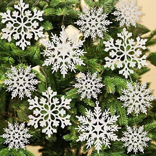 36pcs Christmas White Snowflake Ornaments Plastic Glitter Snow Flakes Ornaments for Winter Christ... | Amazon (US)
