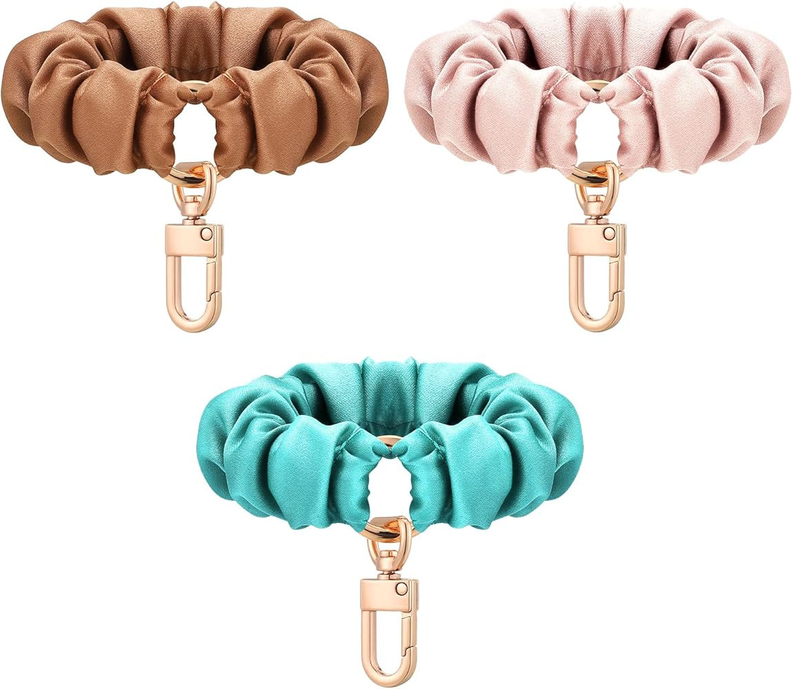Jadive 3 Pcs Scrunchie Keychain Wristlet Bracelet Keychain Stretchy Key Ring Wrist Key Chain Hair... | Amazon (US)