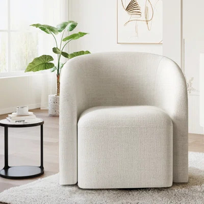 29" Wide Upholstered Swivel Barrel Chair - 360° Rotation, No Assembly Required | Wayfair North America