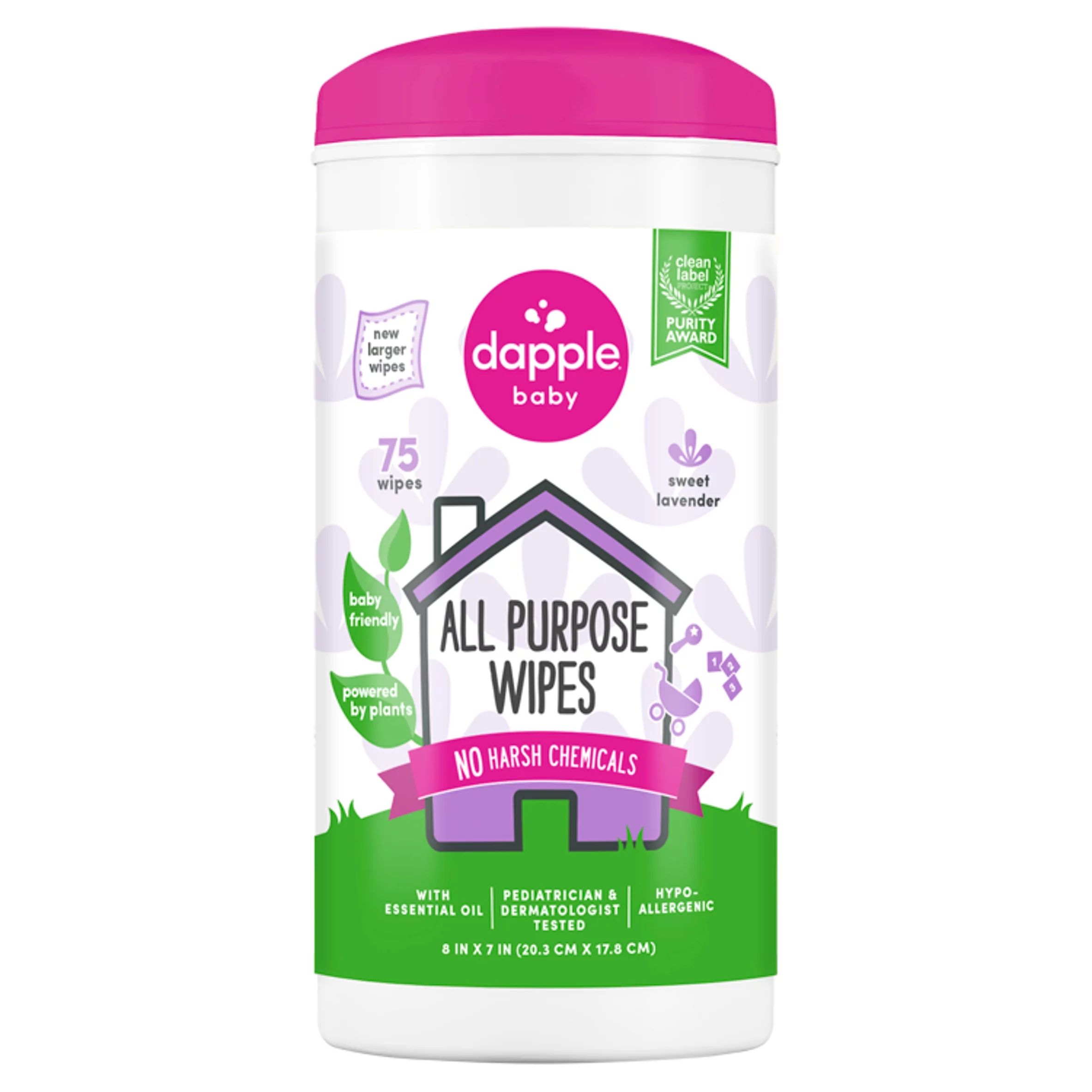 Dapple Baby All-Purpose Cleaning Wipes, Lavender, 1 Container (75 Wipes) - Walmart.com | Walmart (US)