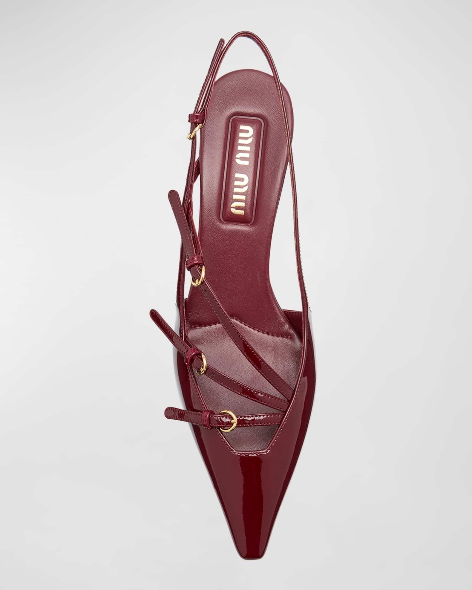 Miu Miu Patent Buckle-Trio Slingback Pumps | Neiman Marcus