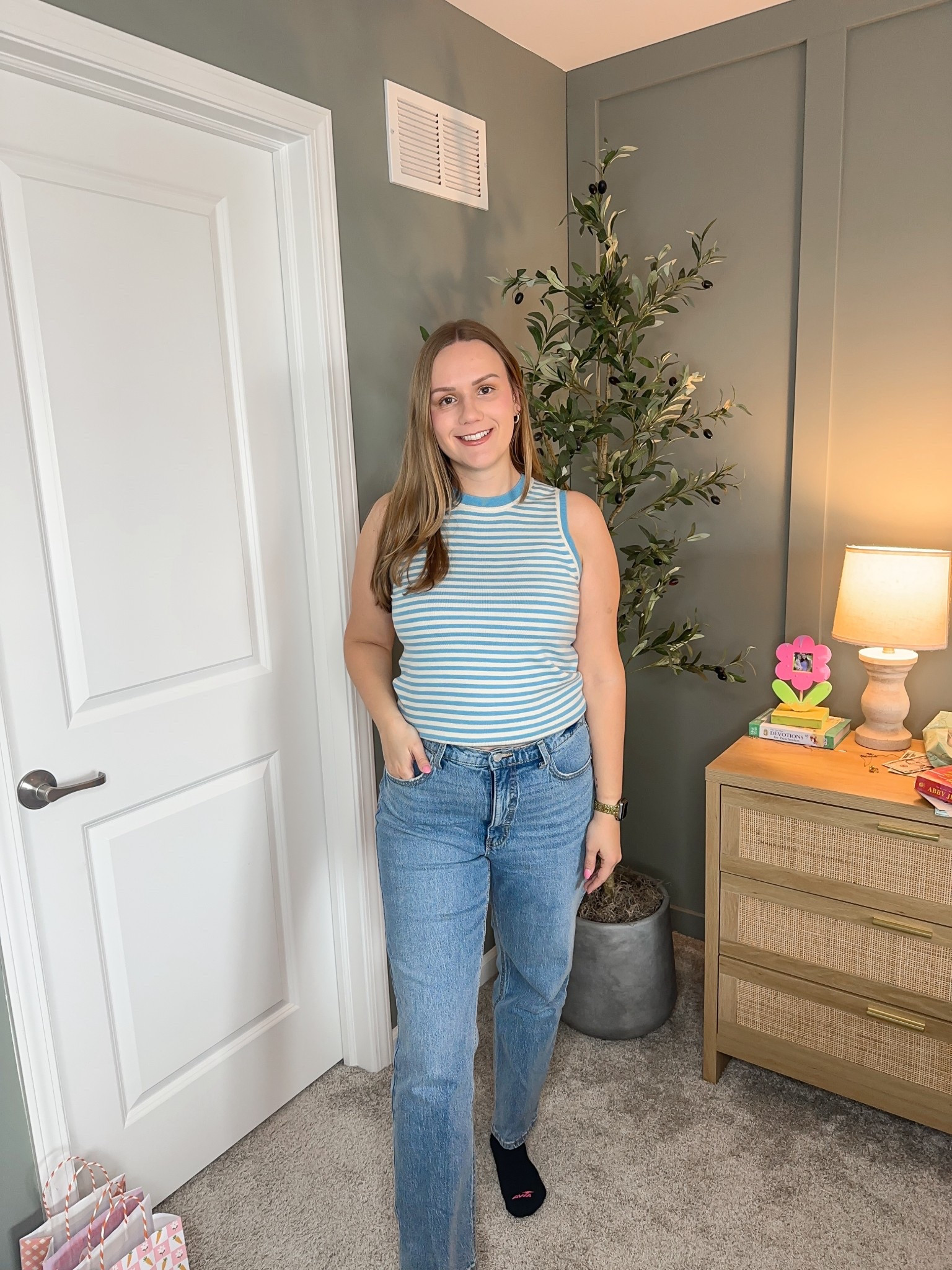 This combo is giving effortless spring/summer vibes 💙✨ this blue striped tank is SO soft and flattering (you’ll want it in every color 😍) + these straight leg jeans are the perfect everyday fit—comfy, cute, and actually affordable 🙌🏼
Both are from Walmart and linked in my LTK—trust me, you need this outfit 🤍
#LTKstyle #LTKfinds #LTKunder50 #WalmartFashion #WalmartFinds #SpringStyle #SummerOutfit #CasualChic #DenimStyle #StraightLegJeans #EverydayOutfit #AffordableFashion #OOTDstyle #MomStyle #StyleOnABudget 

#LTKootd