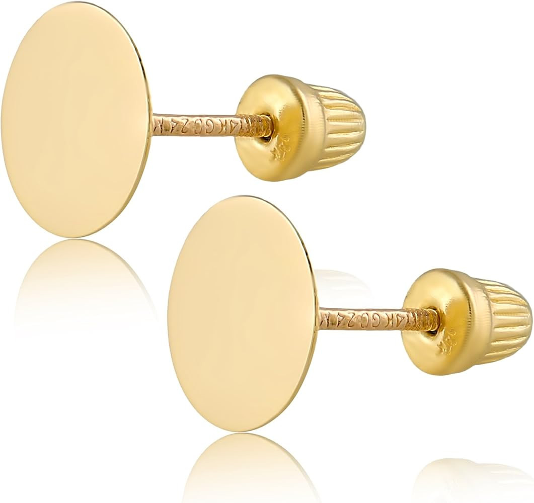 Hoberta Real 14k and 10K solid Yellow Gold Stud Earrings with Screw back for Women And Men for Se... | Amazon (US)