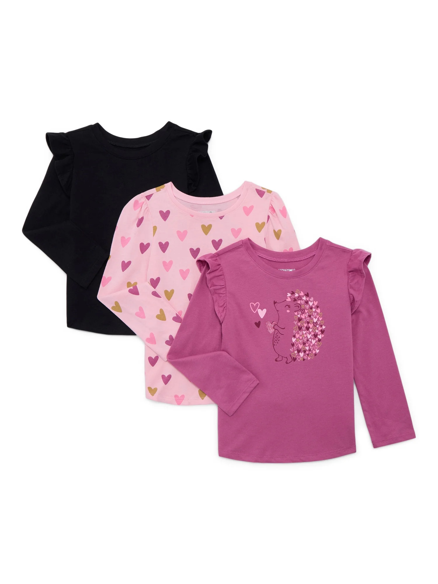Garanimals Toddler Girls Assorted Long Sleeve Tees, 3-Pack, Sizes 18M-5T | Walmart (US)