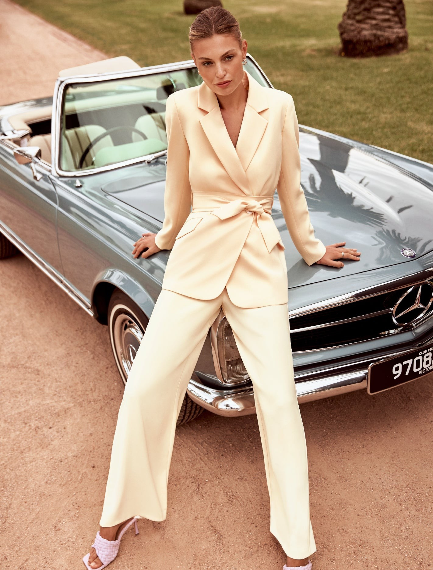 Nylah High Waisted Wide Leg Pants - Light Buttercream - 6 | Ever New (CA)