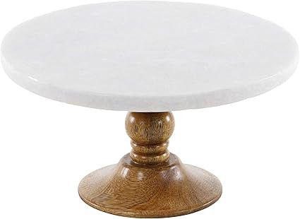 Deco 79 94520 Mango Wood and Marble Cake Stand, 5" x 10", Brown/White | Amazon (US)