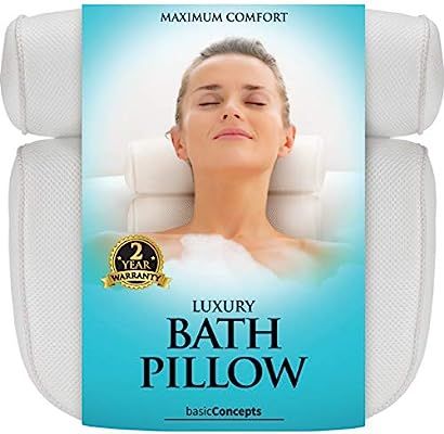 Bath Pillow (Premium Quality), Luxury Bathtub Pillow Rest (Powerful Suction Cups), Bath Pillows f... | Amazon (US)