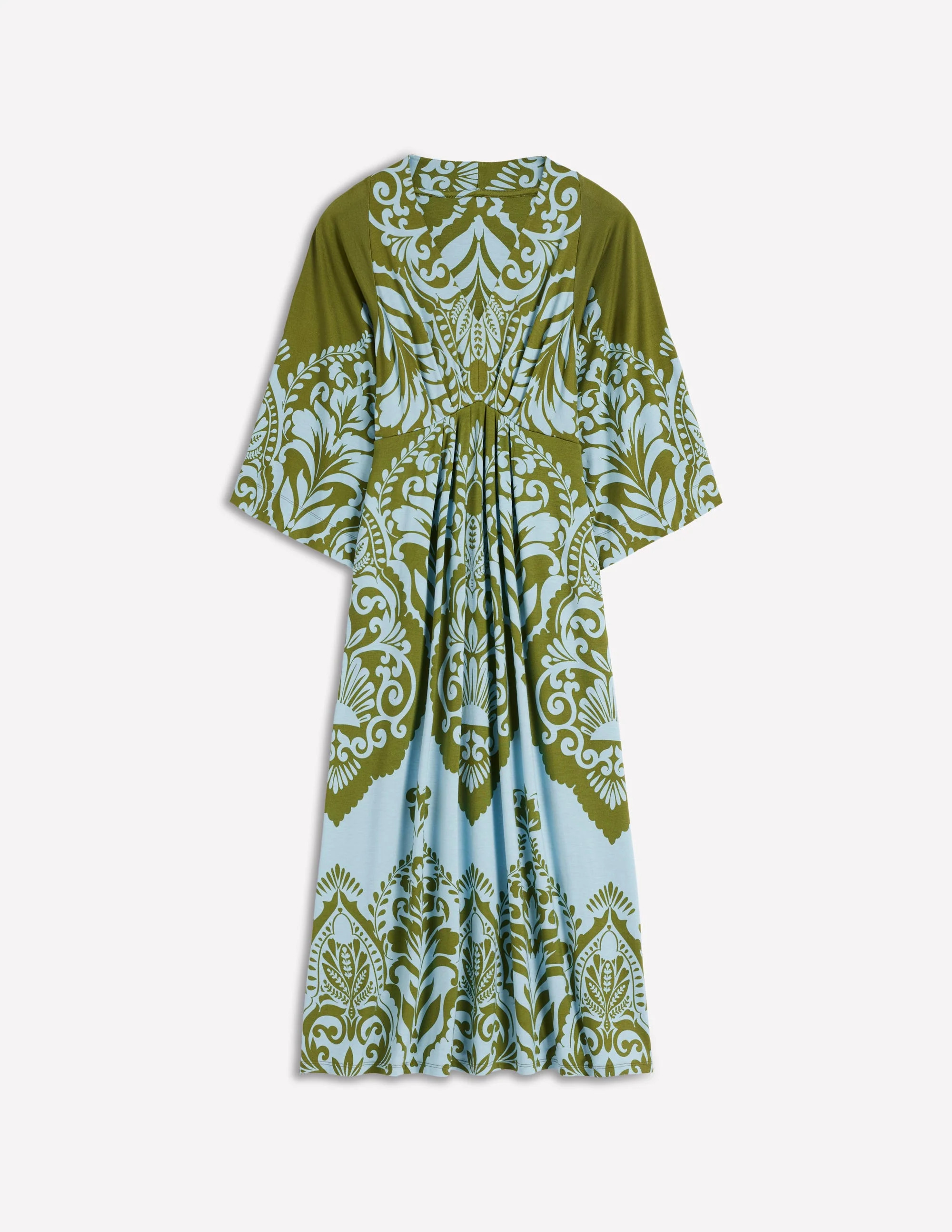 Nell Kimono Midi Jersey Dress-Olive, Ornamental Garden | Boden (US)