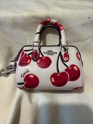 NWOT Coach Leather Mini Rowan BAG CHARM KEYRING CZ082 Red Cherry Print Sold Out | eBay US