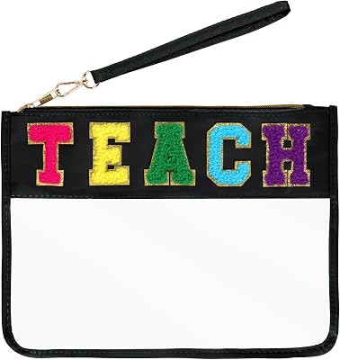 Chenille Letter Bag, Multi-purpose Nylon Clear Makeup Cosmetic Bags Flat Pouches with Zipper for ... | Amazon (US)