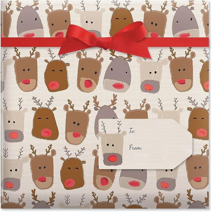 Current Christmas Wrapping Paper Rolls- Reindeer Heads Premium Jumbo 23-Inch x 32-Foot Gift Wrap ... | Amazon (US)