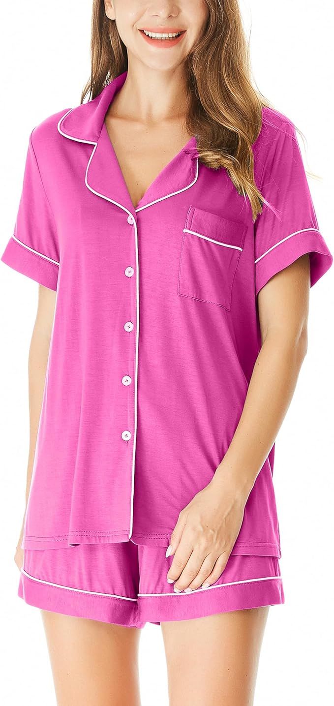 HNG Pajama Sets For Women 2 Piece PJ Sets Short Sleeve Lounge Set Fashion Sleepwear | Amazon (US)