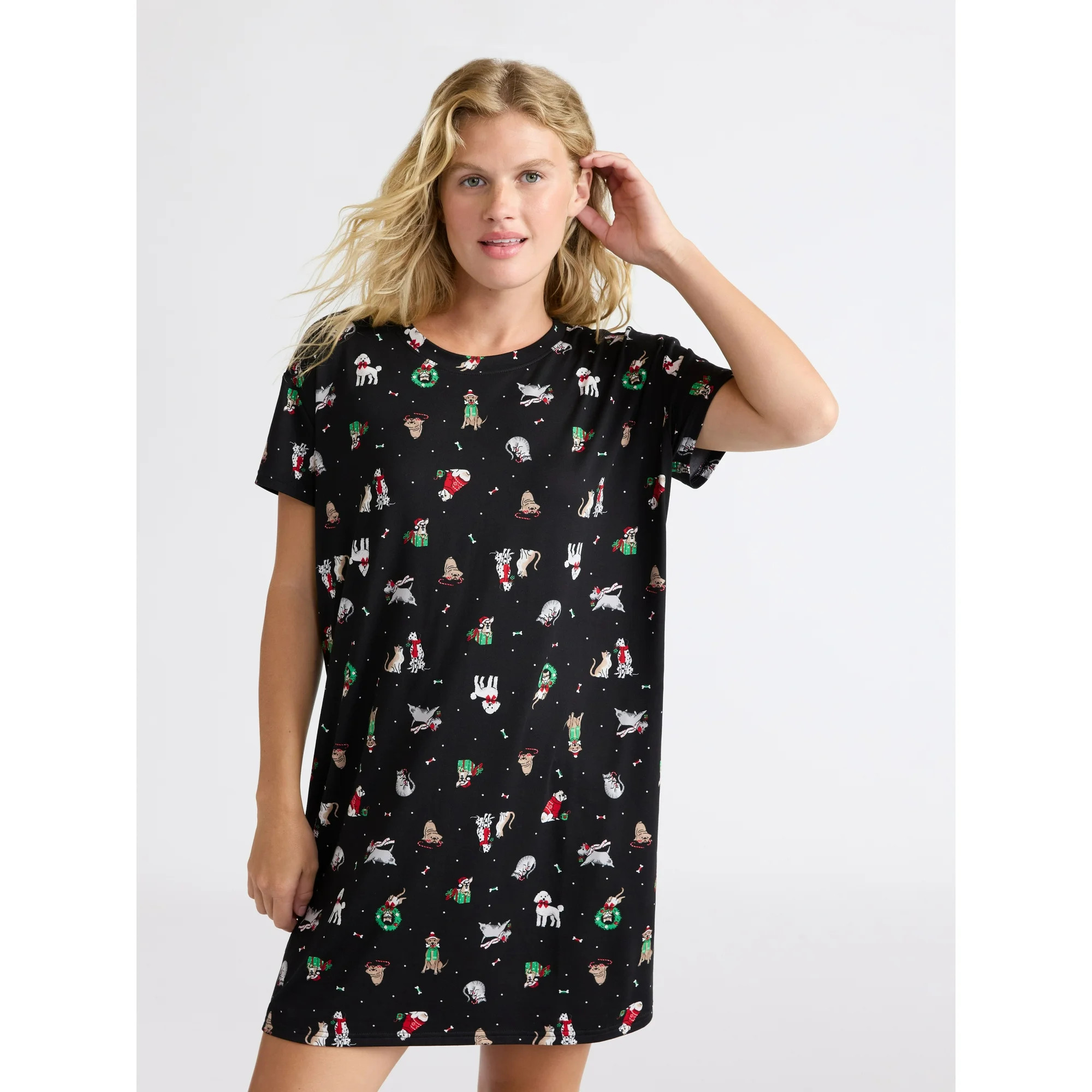 Joyspun Women's Dreamy Soft Collection Sleepshirt with Short Sleeves, Sizes S/M-2X/3X | Walmart (US)