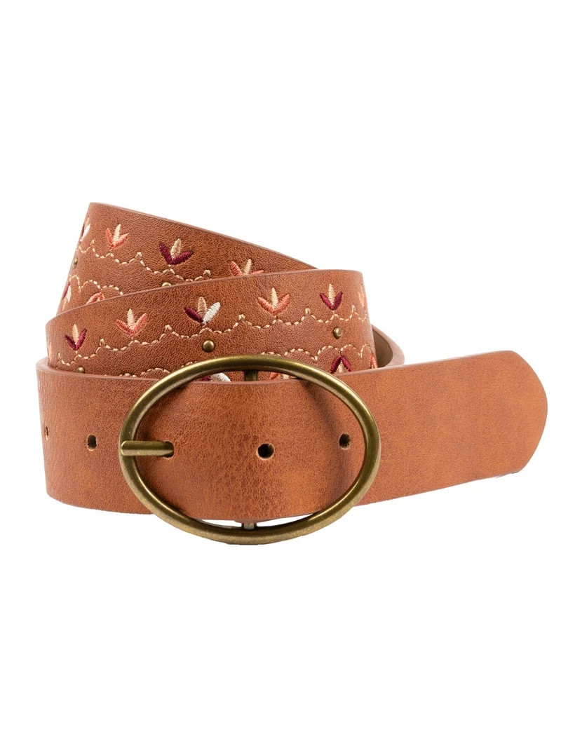 Time and Tru Women's Boho Embroidery Belt, Tan - Walmart.com | Walmart (US)