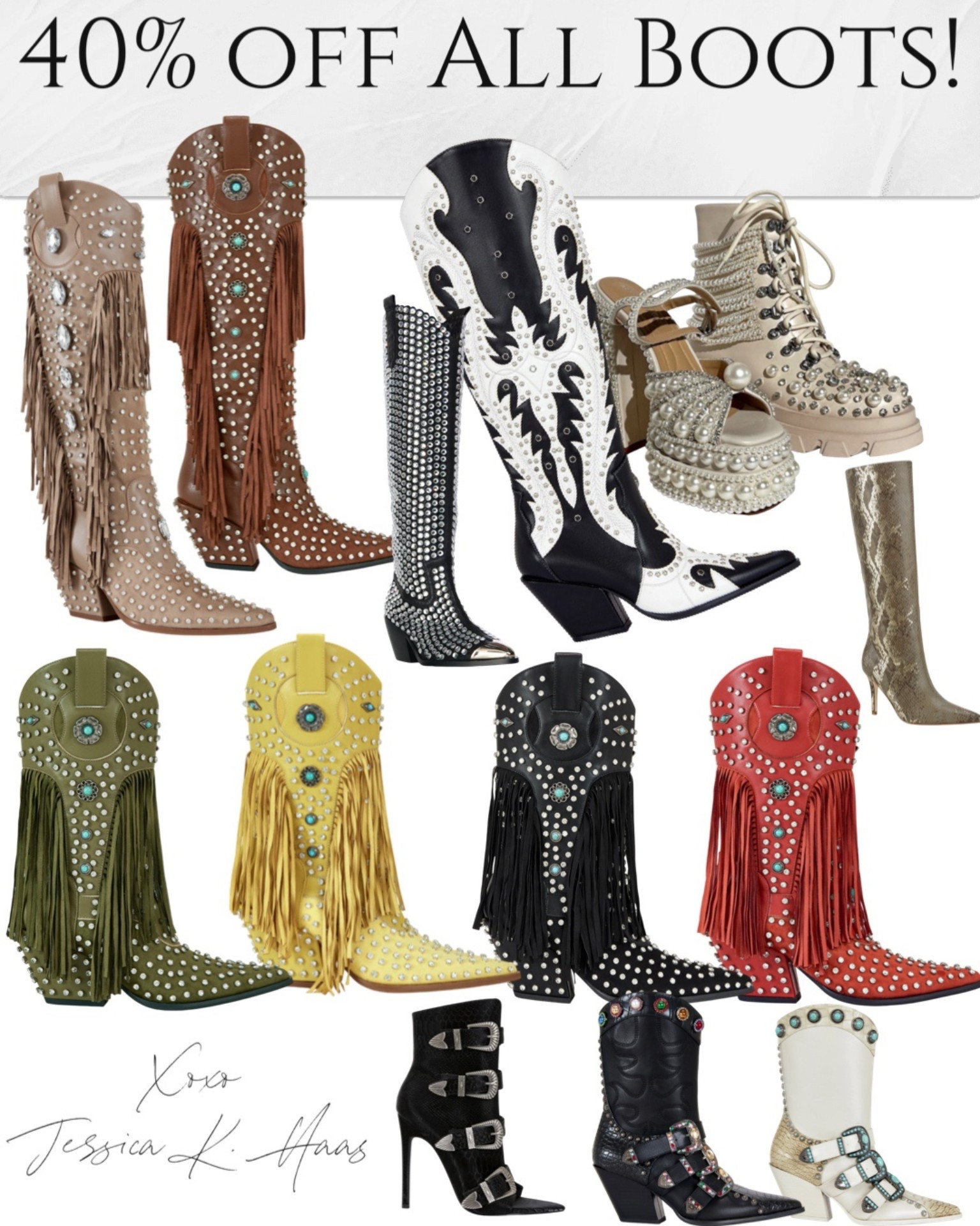 Sale alert! 40% off ALL boots!!! Run don’t walk to this sale!!! 

Shoes
Boots
Boot sale
Booties
Western boots
Cowgirl boots
Fringe boots 
Bachelorette party
Nashville
Texas
NCAA 
Texas Tech
Western
Cowboy boots
Valentines gift ideas
Treat yourself
Valentines
Galentines
Valentine’s Day 
Game day
Outfit inspo
Under 50
Under 100
LTK shoes
Shoe alert
Shoe sale
Combat boots
Suede boots
Leather boots


#LTKSaleAlert #LTKootd #LTKValentine