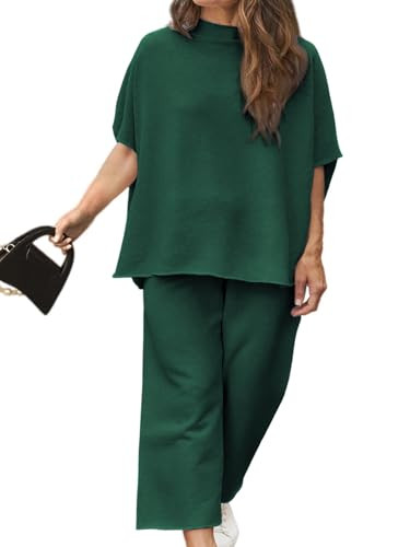 Amazon.com: Beautife Plus Size Two Piece Sets for Women 4x 3/4 Sleeve Batwing Pullover Top Wide L... | Amazon (US)