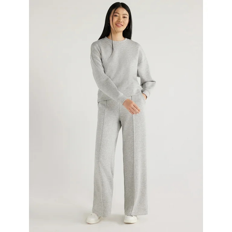 Scoop Women's Ultimate ScubaKnit Cropped Sweatshirt with Drop Sleeves, Size XS-XXL | Walmart (US)