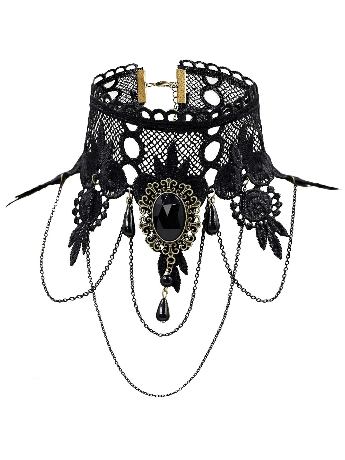 1 PCS Elegant Vintage Princess Black Lace Gothic Statement Necklace Bracelet Victorian Lolita Cho... | SHEIN