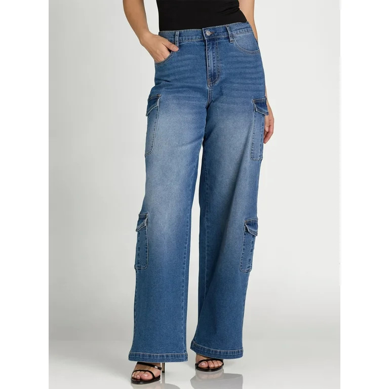 Madden NYC Juniors Oversized Cargo Jeans | Walmart (US)