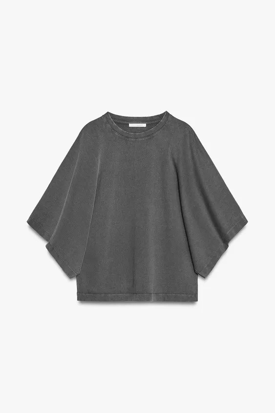 GEWASCHENES T-SHIRT MIT ÜBERWURFÄRMELN | Zara DE