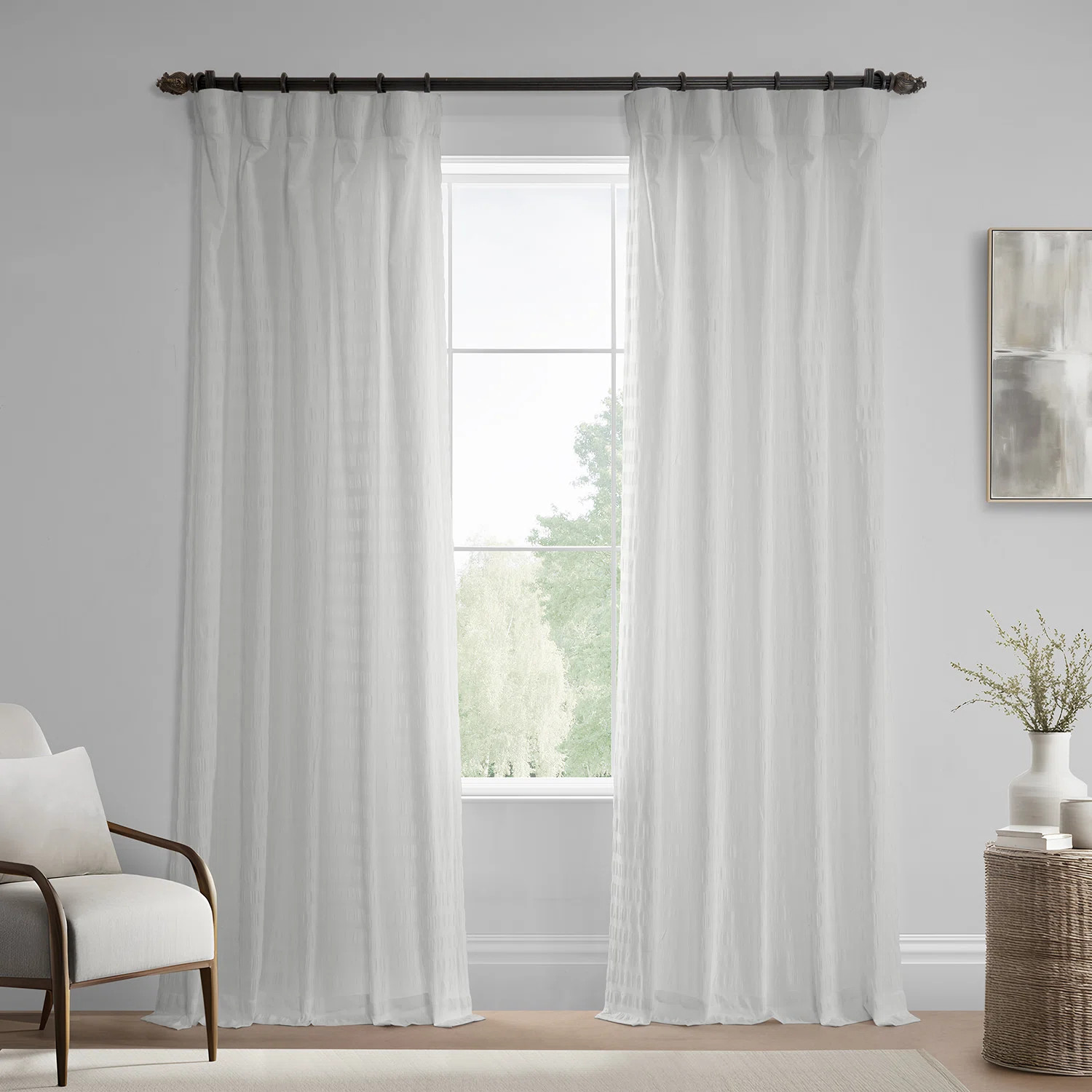 Winston Porter Serinity Cotton Rod Pocket Sheer Curtains For Bedroom & Living Room Curtains Pair ... | Wayfair North America