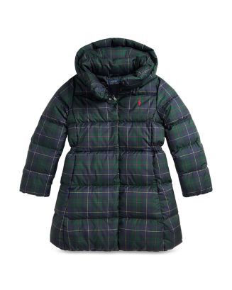 Ralph Lauren Girls' Plaid Down Hooded Long Jacket - Big Kid  | Bloomingdale's Kids | Bloomingdale's (US)