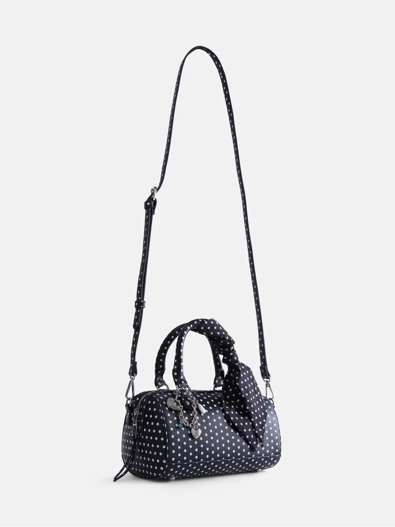 Madden NYC Women's Small Top Zip Handbag, Black and White | Walmart (US)