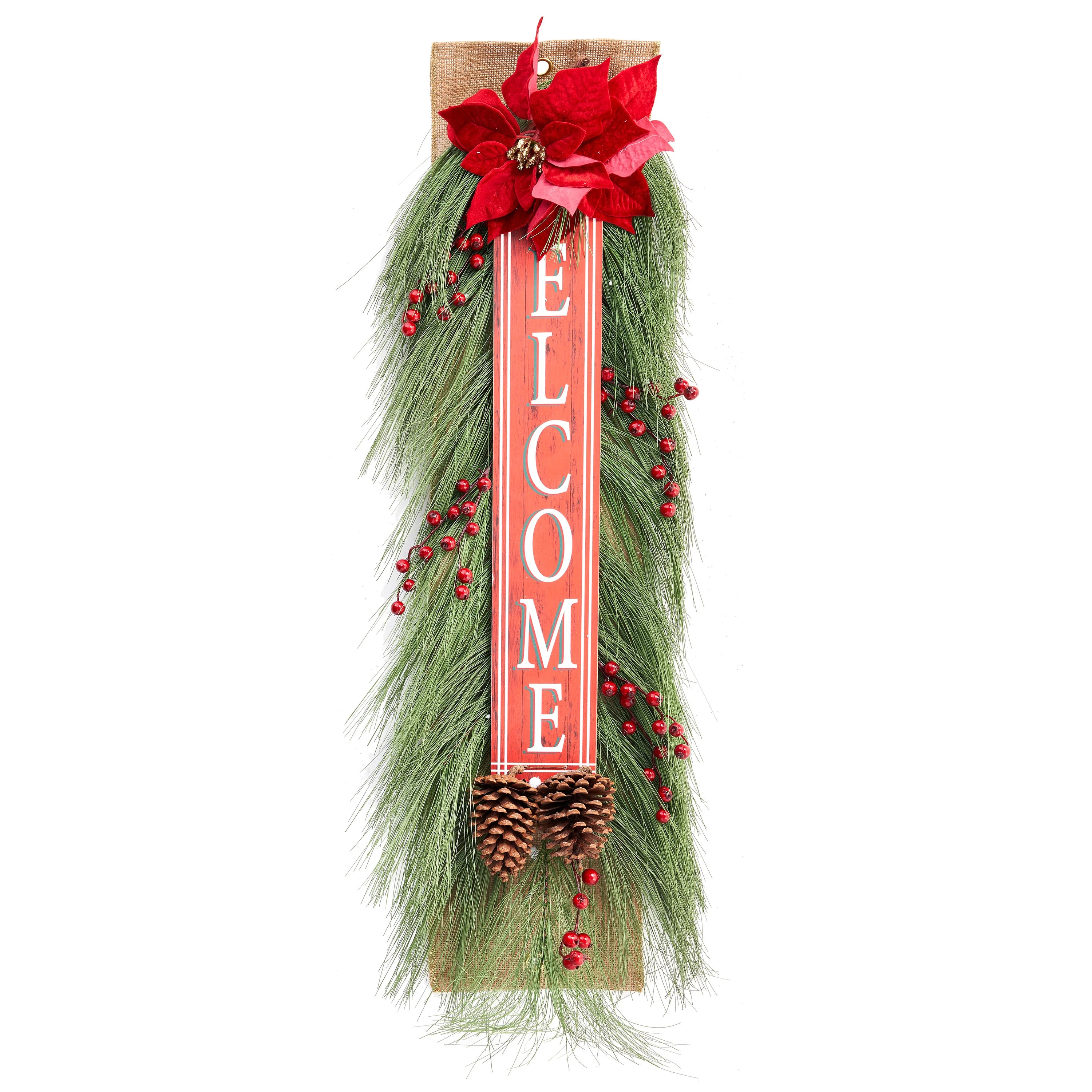 Holiday Time Welcome Hanging Vertical Sign Christmas Decoration, 36" | Walmart (US)