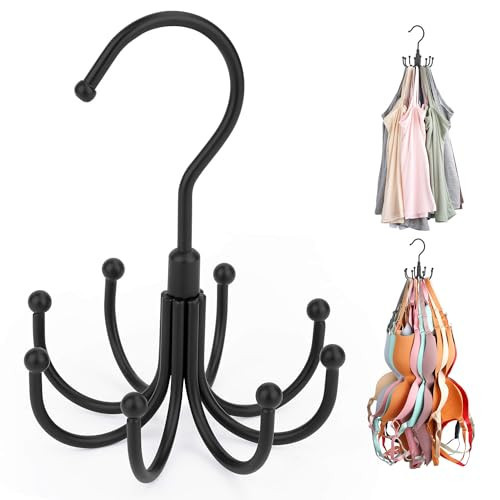 ZEDODIER Tank Top Hanger, Rotatable Bra Organzier for Closet, Max 24 Storage Capacity Sport Bras Holder, Metal Space Saving Closet Organizers and Storage, Black | Amazon (US)