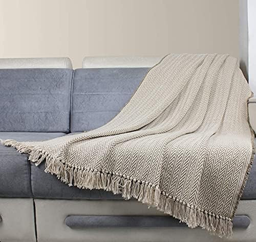 Toupe Brown Throw Blankets for Sofa Couch Chair Décor Cotton Outdoor Blanket with Tassel Chevron... | Amazon (CA)