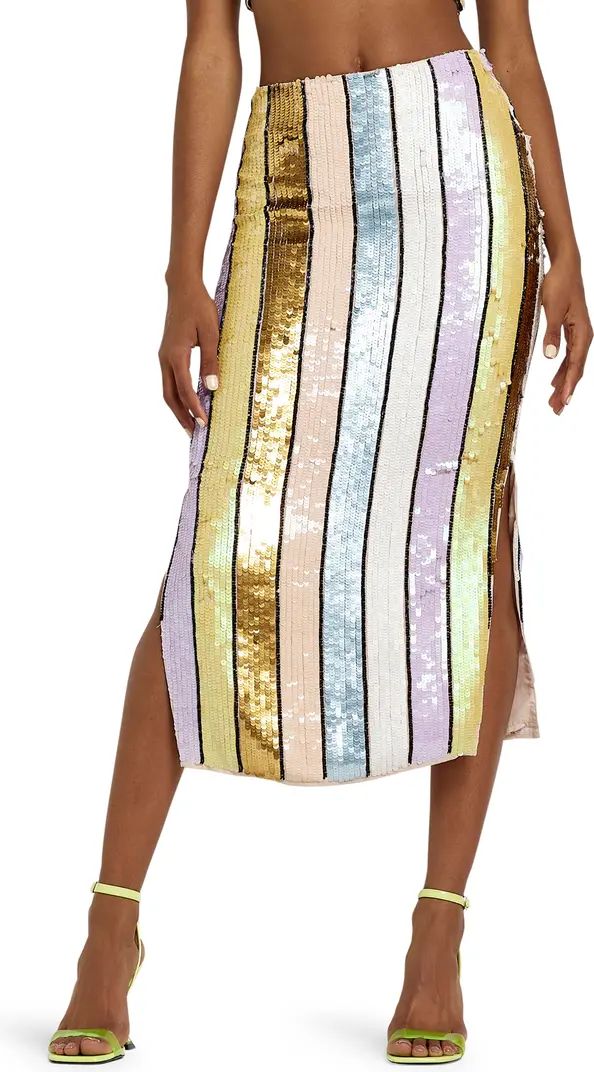 Stripe Sequin Midi Skirt | Nordstrom