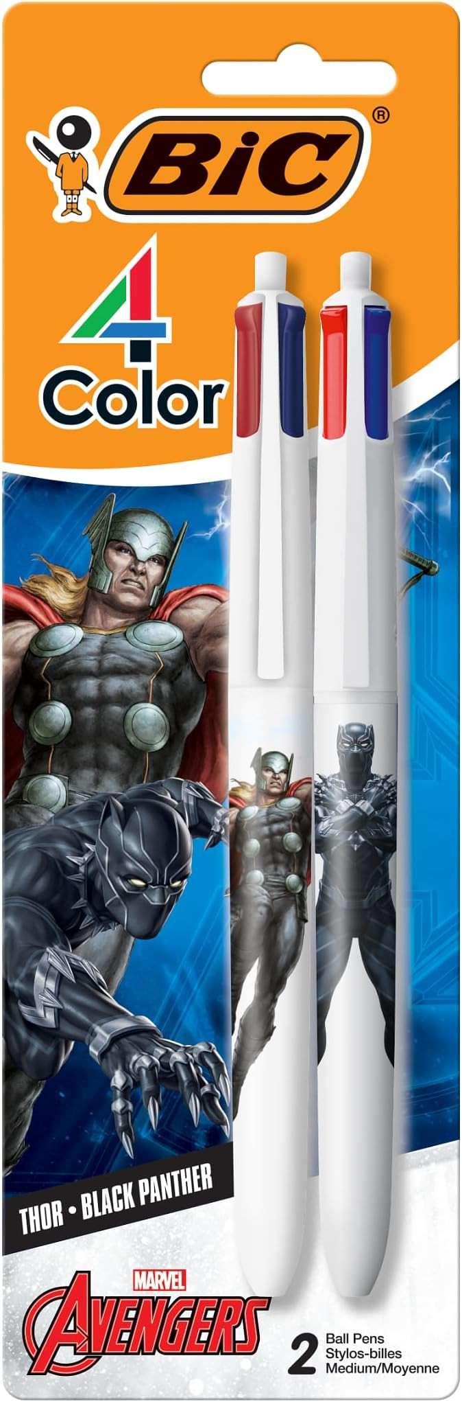 BIC 4 Color Marvel Avengers Retractable Ballpoint Pen with 1.0 mm Point, Multicolor Ink, 2-Count ... | Amazon (US)