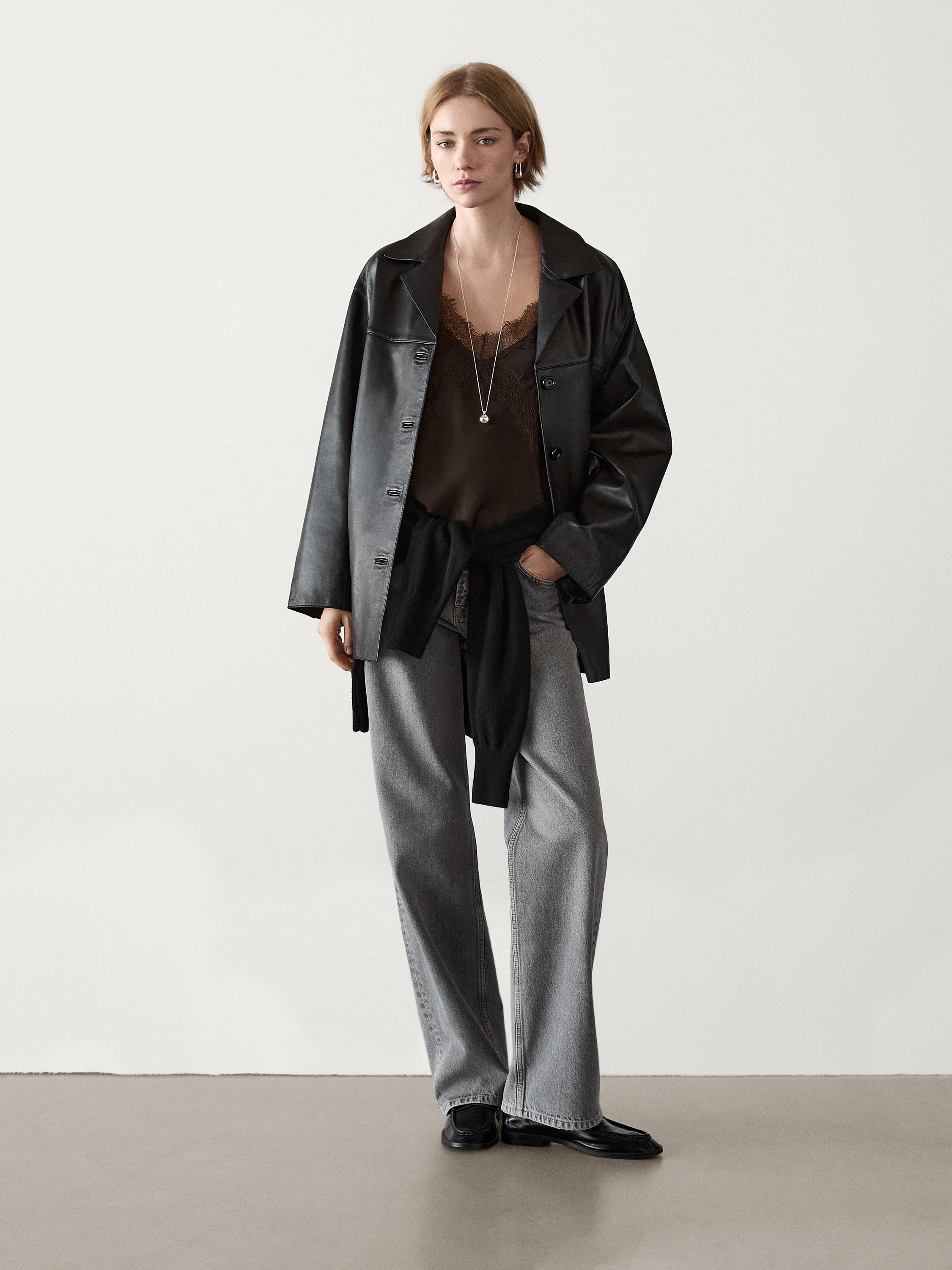 Strappy lace camisole top  £49.95 Lingerie top with V-neckline and thin straps. Sleeveless. Lace... | Massimo Dutti UK