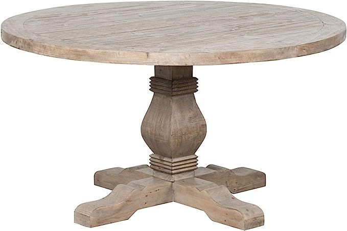 Benjara Round Reclaimed Wood Dining Table with Trestle Base, Brown | Amazon (US)