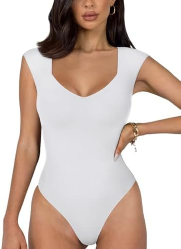 REORIA Butsmooth® Women's Trendy Sexy Casual V Neck Double Lined Sleeveless Slimming Going Out T... | Amazon (US)