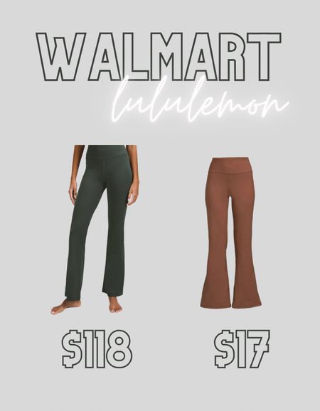 i’ve been wanting these flare leggings from lulu, but could not justify the price. the $17 walmart version is incredible🙌🏼

i would do a 6 at lulu, and a small at walmart. 

**the lulu ones are a bit more flared than they appear in the photo, and the walmart ones are not quite as flared as they appear. very similar in real life  

#LTKfit #LTKsalealert #LTKunder50