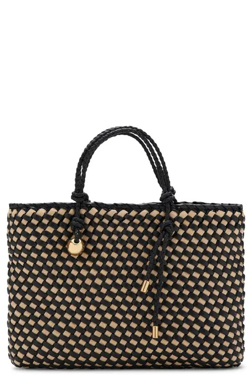MANGO Natural Fiber Tote in Black at Nordstrom | Nordstrom