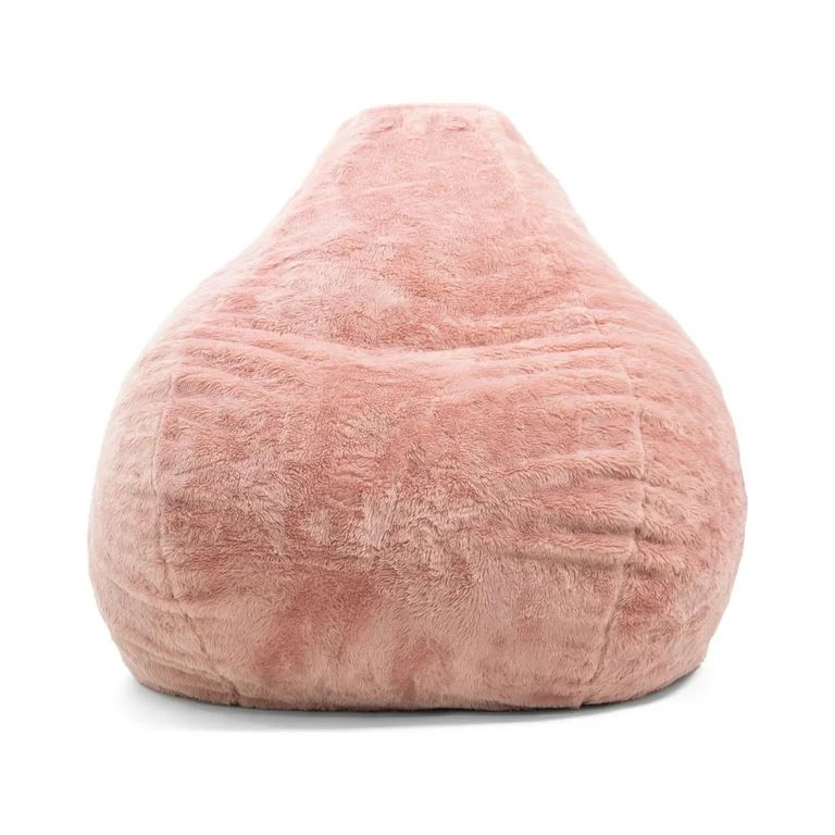 Big Joe Lotus Foam Filled Teardrop Bean Bag Chair with Removable Cover, Desert Rose Short Shag, S... | Walmart (US)