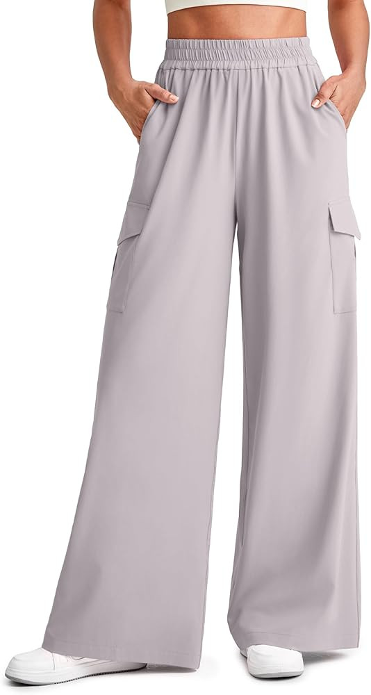 G4Free Lightweight Summer Pants for Women Flowy Wide Leg Pants Elastic Waist Quick Dry Trouser | Amazon (US)
