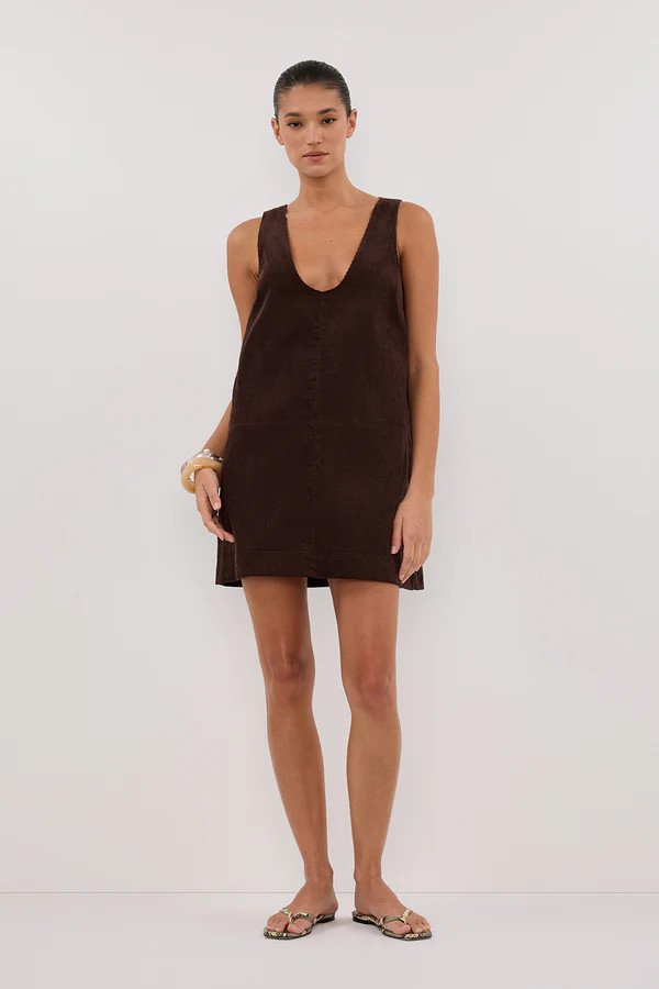 MILA CHOC COTTON CORD MINI DRESS | DISSH